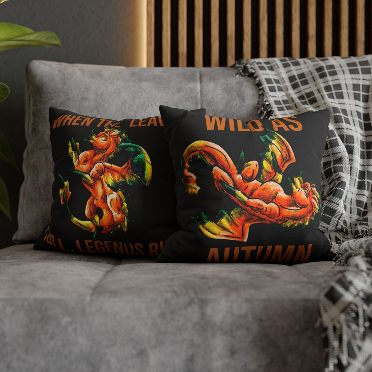 Chibi Fall Dragon- Autumn Fantasy- Double-Sided Pillowcase