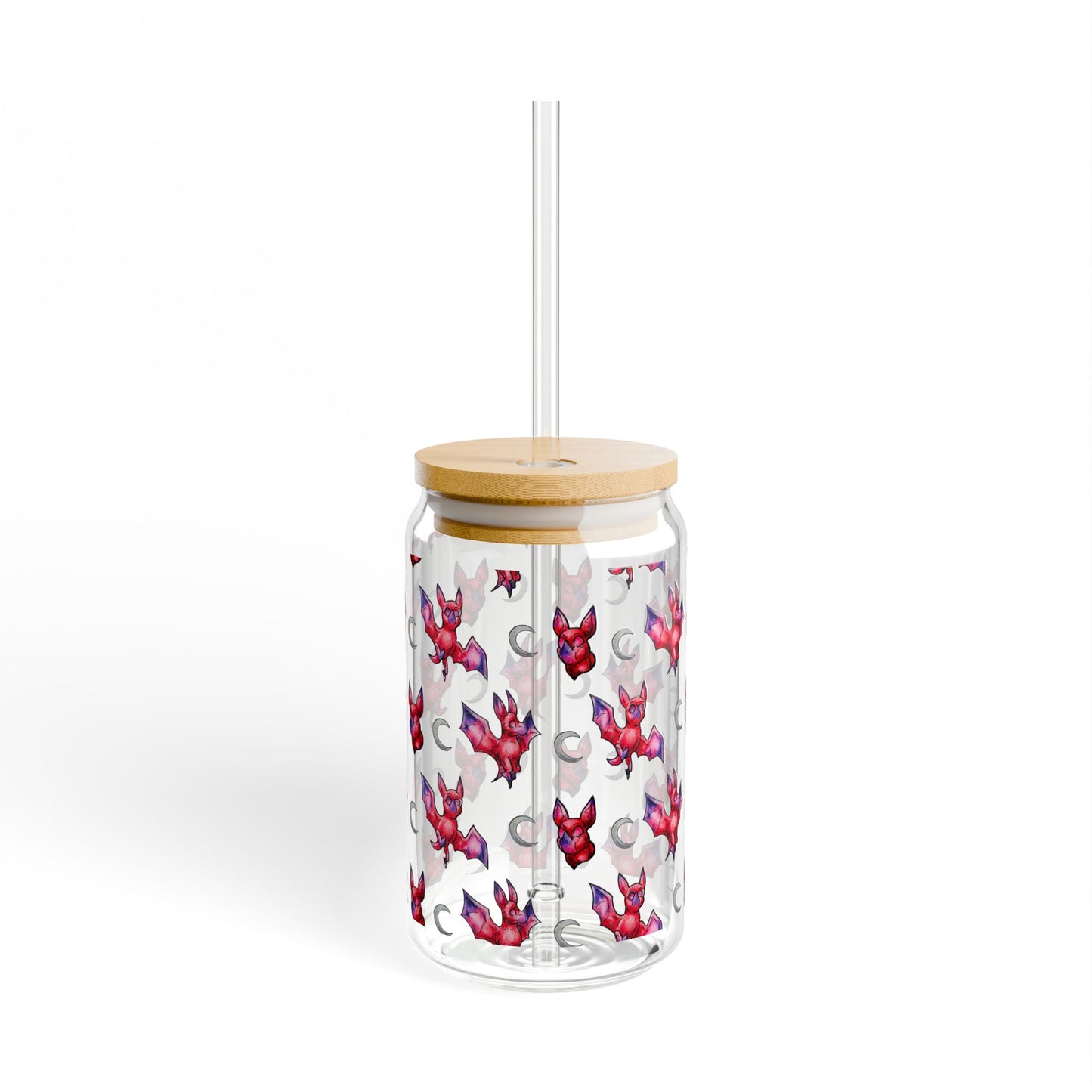 Minis Myra the Bat Pattern Sipper Glass, 16oz