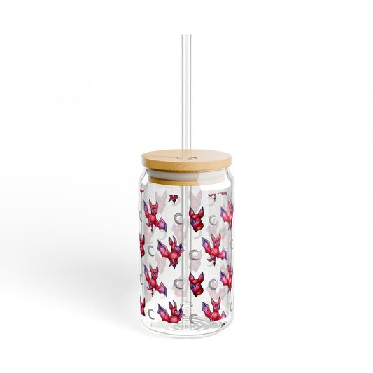 Minis Myra the Bat Pattern Sipper Glass, 16oz