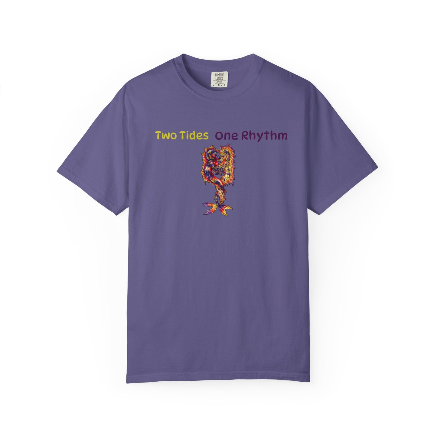Dual Hippocampus – Two Rhythms- Dual Ocean Fantasy Art – Hippocampus Pair- T Shirt