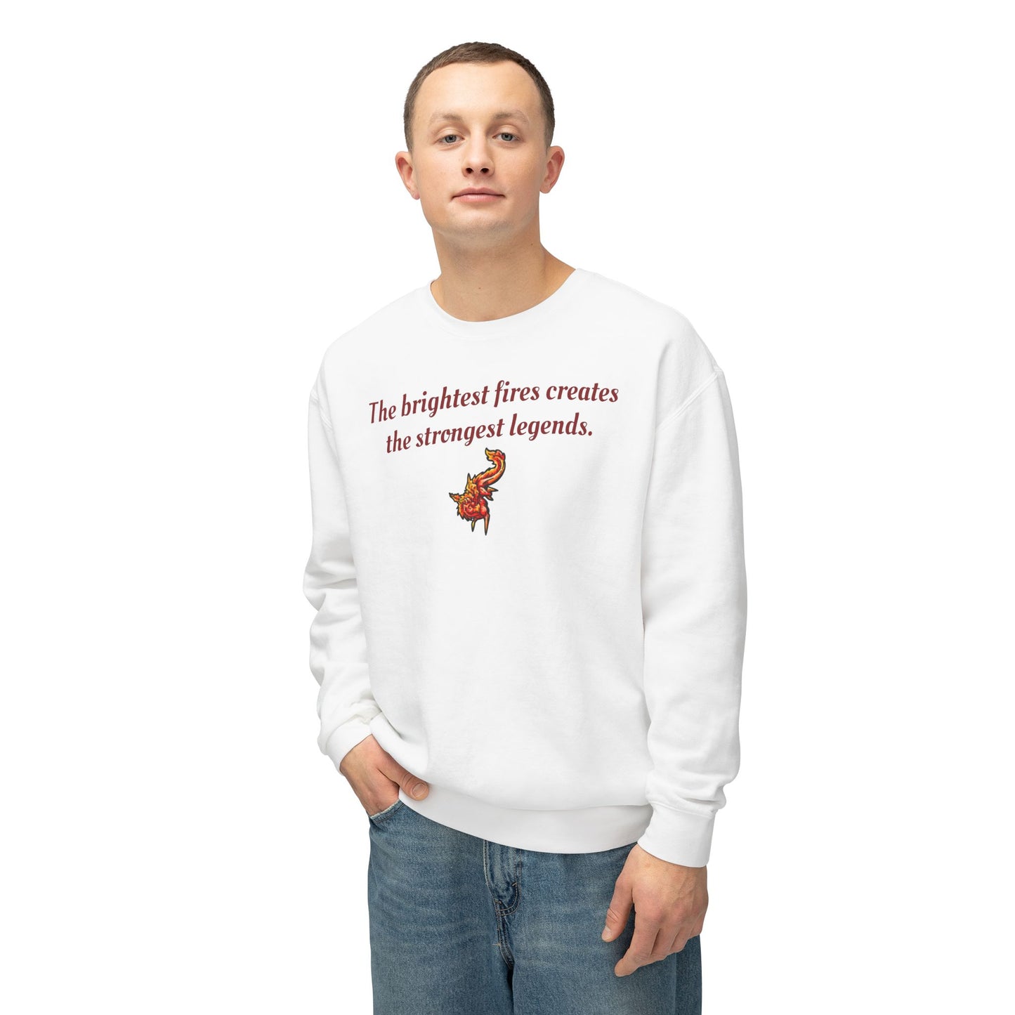 Chibi Fire Dragon- Strongest Legends-Elemental- Fantasy Dragon- Crewneck