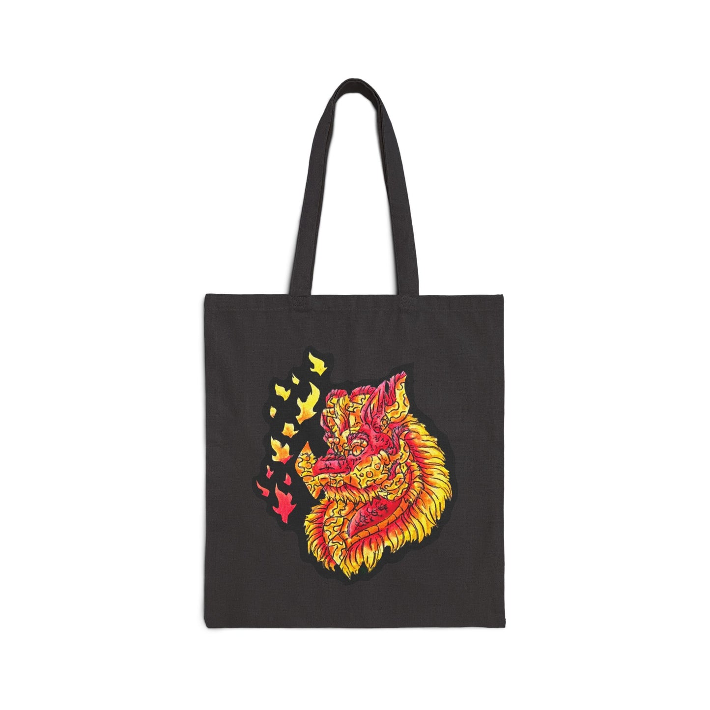 Fire Dragon Heads Cotton Canvas Tote Bag