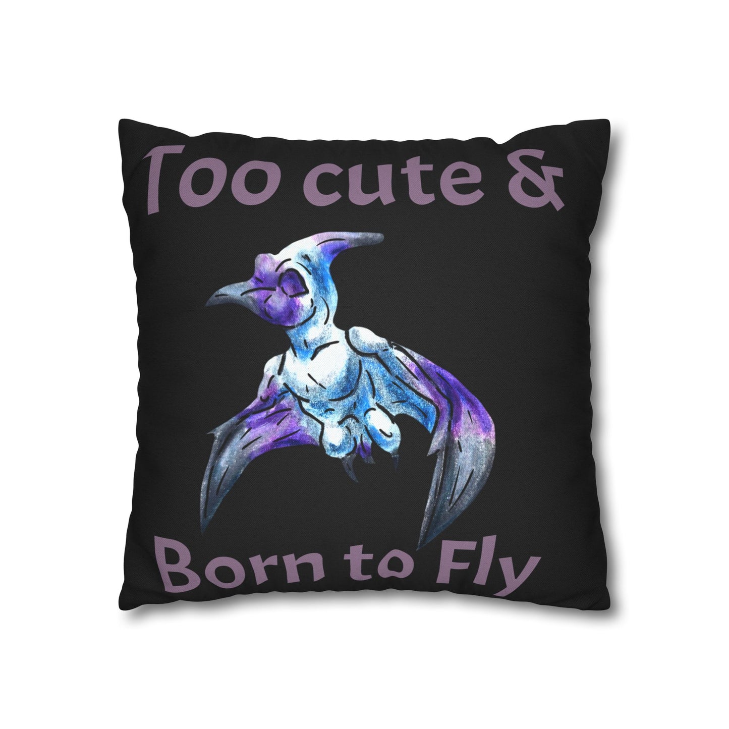 Siln – Fantasy Pterodactyl Art - Double-sided Flying Dinosaur Illustration Spun Polyester Square Pillowcase