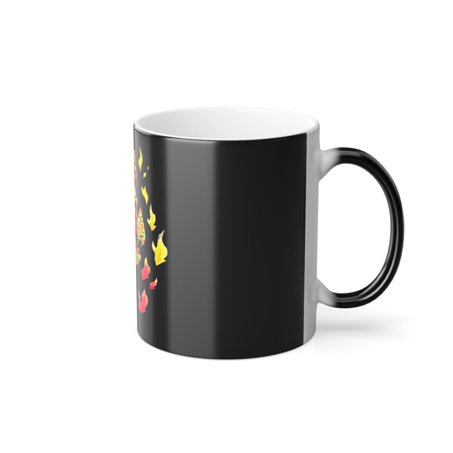 Cutesy Fire Dragon Head Color Morphing Mug, 11oz