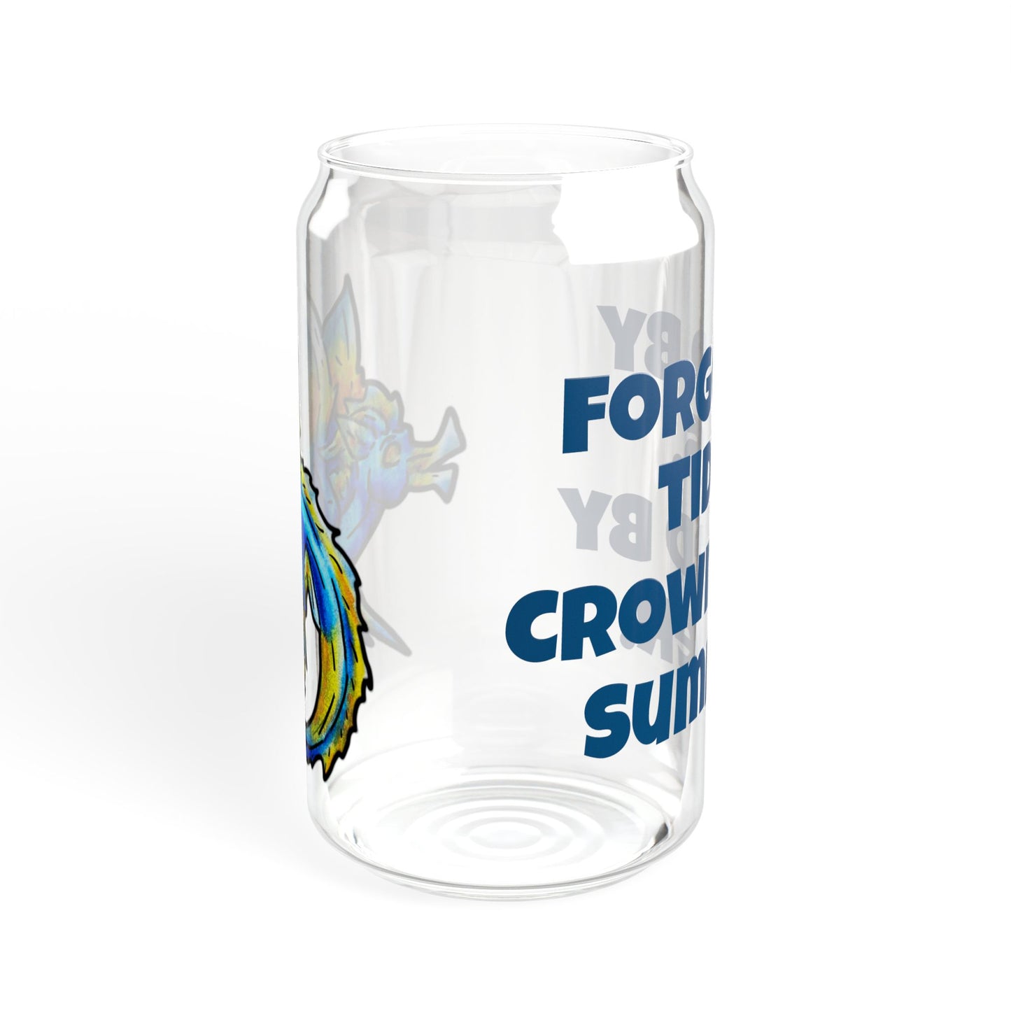 Chibi Summer Dragon- Forged & Crowned- Summer Fantasy- Sunlit Tide Dragon- Glass Tumbler 16oz