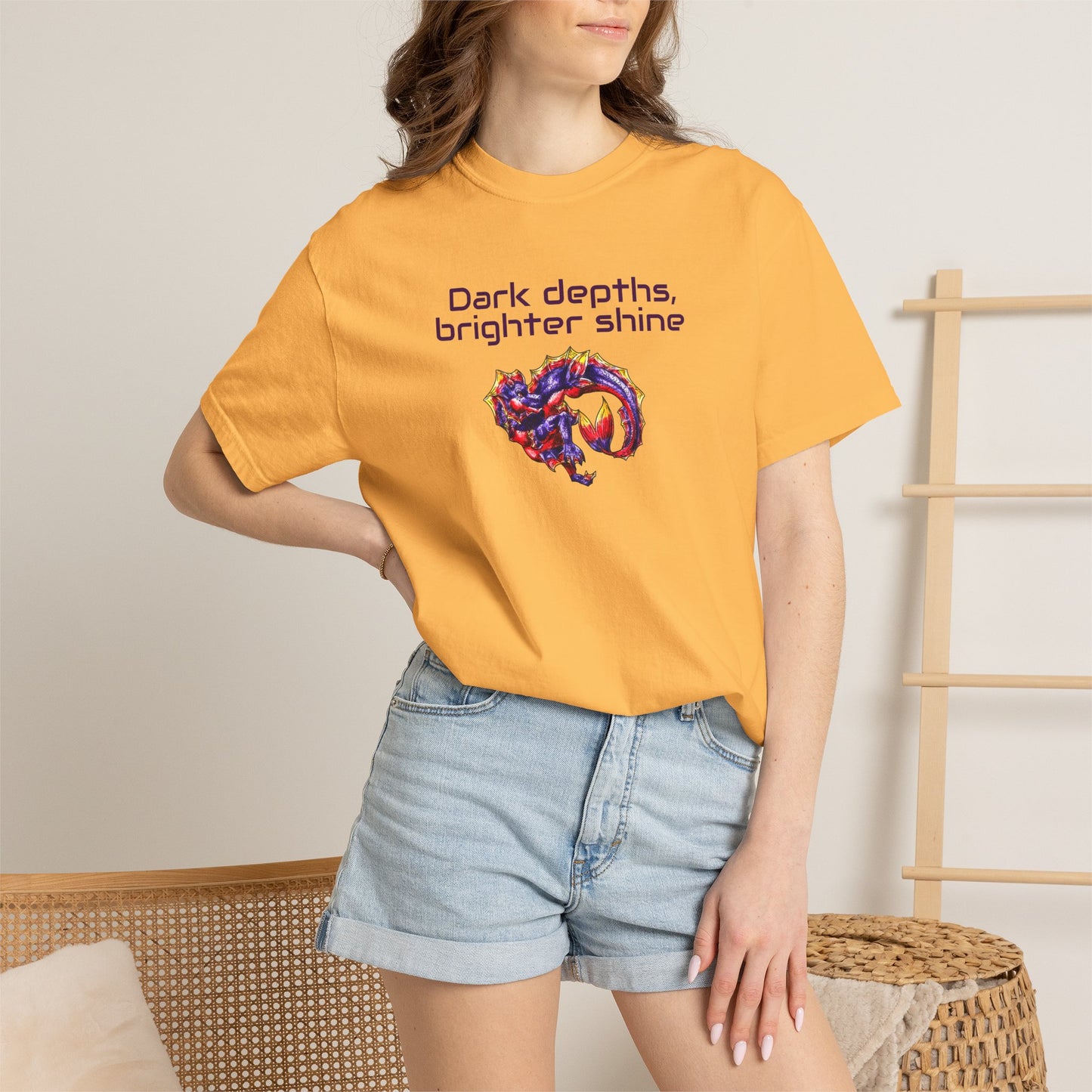 Baby Sunset Hippocampus- Depths & Shine- Marine Fantasy Illustration- Fantasy Ocean Art- T-Shirt