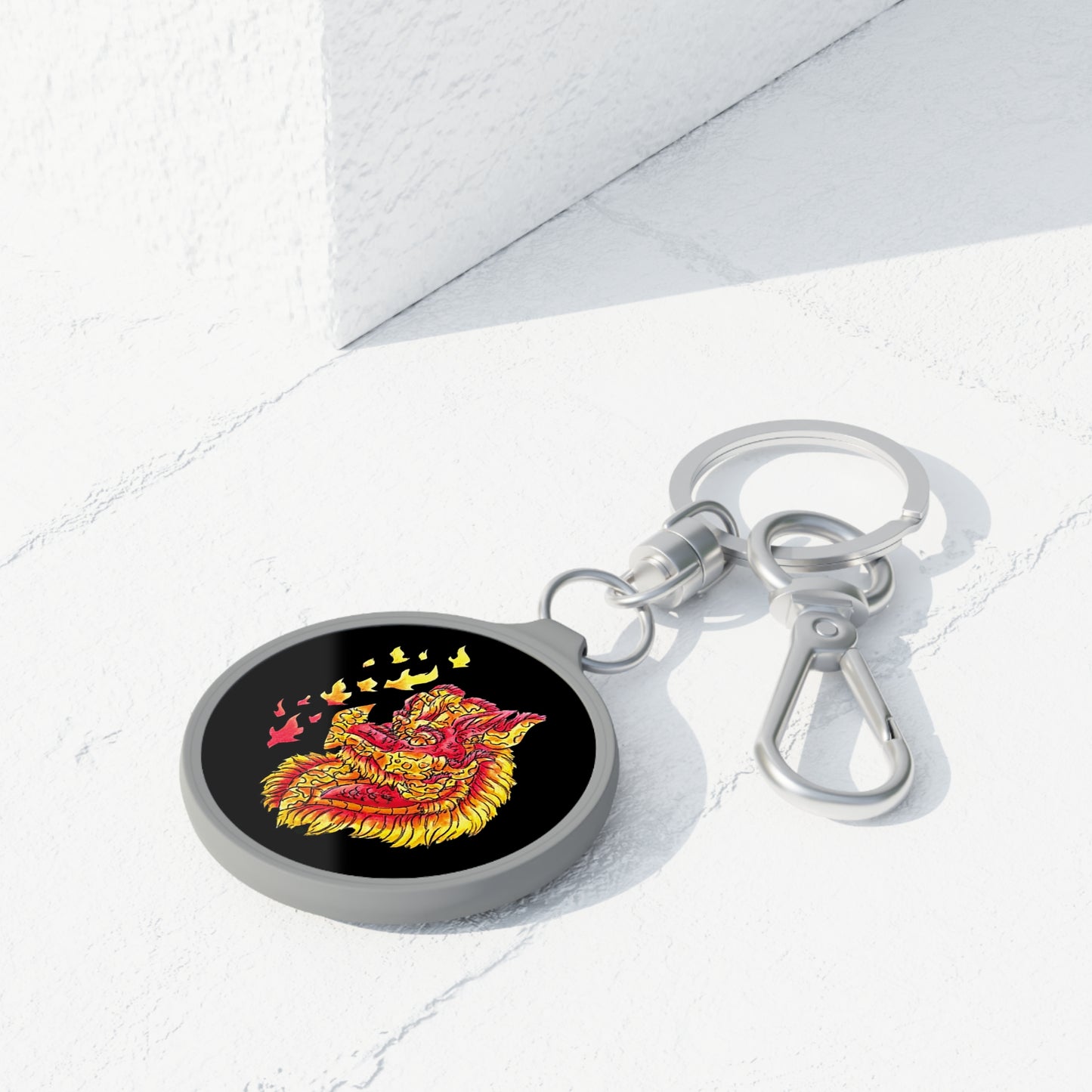 Fire Dragon Head Keyring Tag