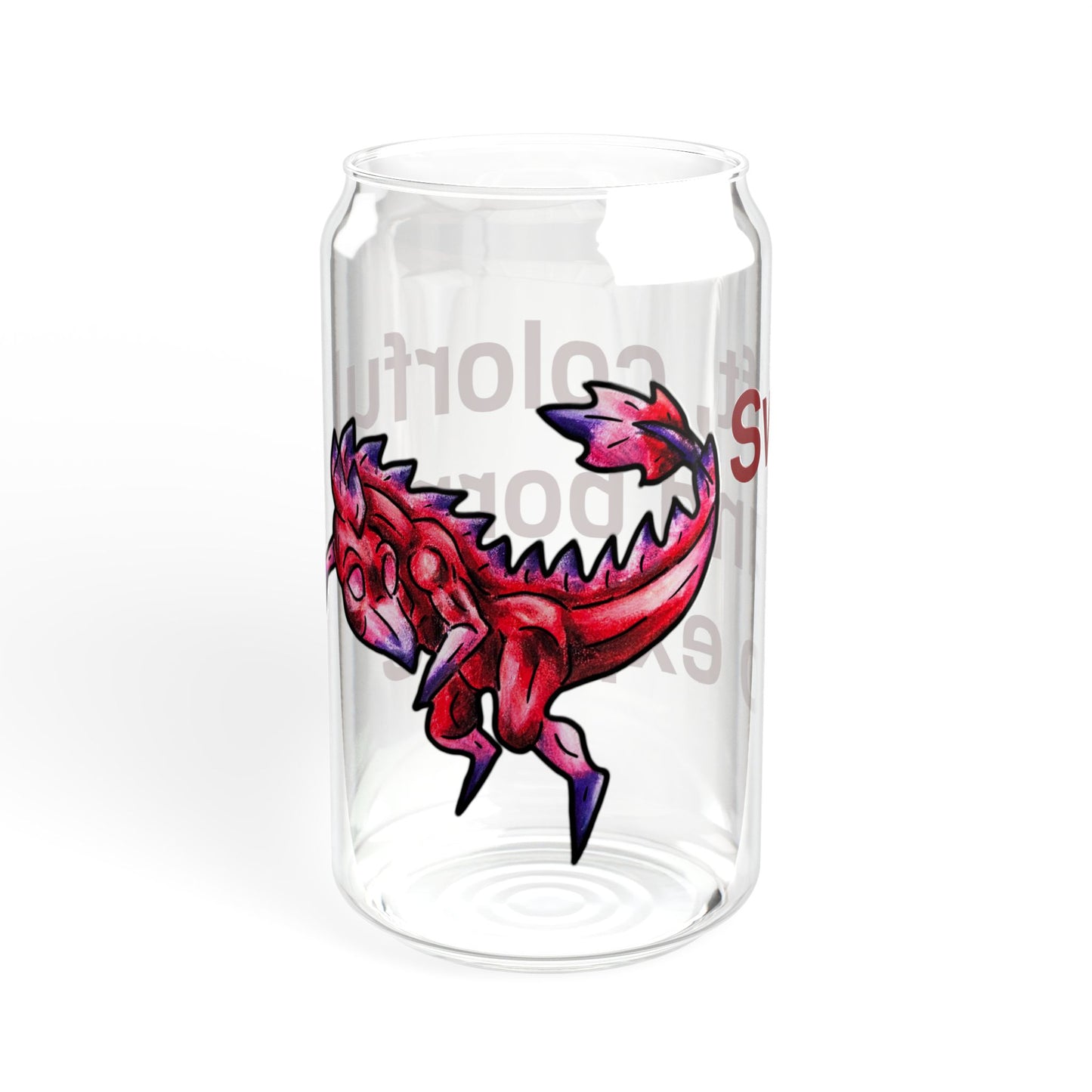 Chibi Mehr the Garudimimus- Swift & colorful- Feathered Dino- Prehistoric Dinosaur- Glass Tumbler 16oz