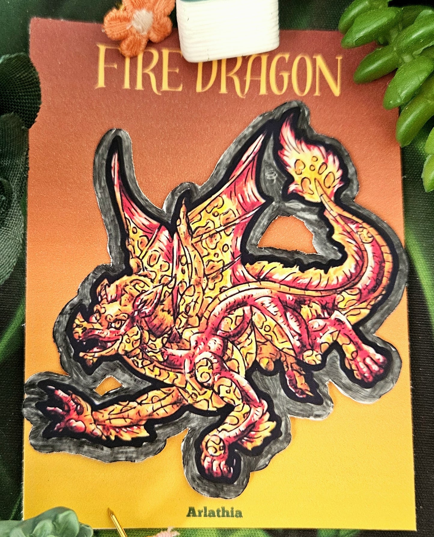 Cutesy Fire Dragon Fly Sticker