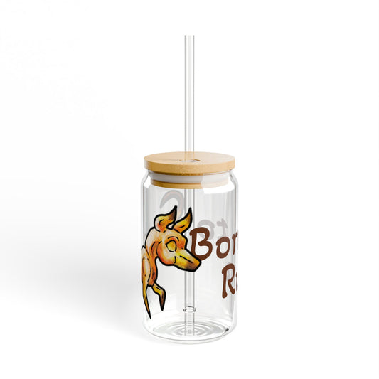 Caenin - Born to Run - Chibi Orange Dog – Warm Fantasy Dog Art – Fantasy Creature Decor – Dog Lover Gift - Sipper Glass, 16oz