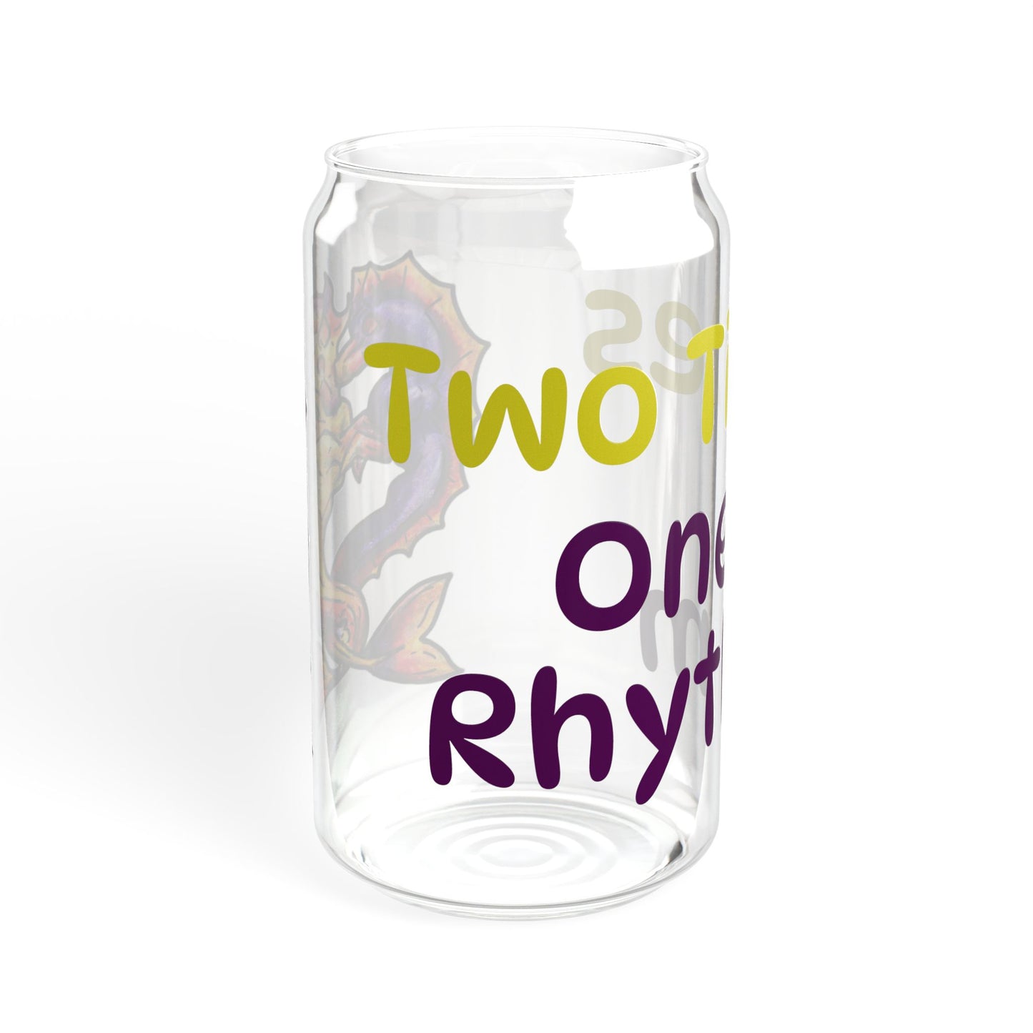Dual Hippocampus – Two Rhythms- Dual Ocean Fantasy Art – Hippocampus Pair- Glass Tumbler 16oz