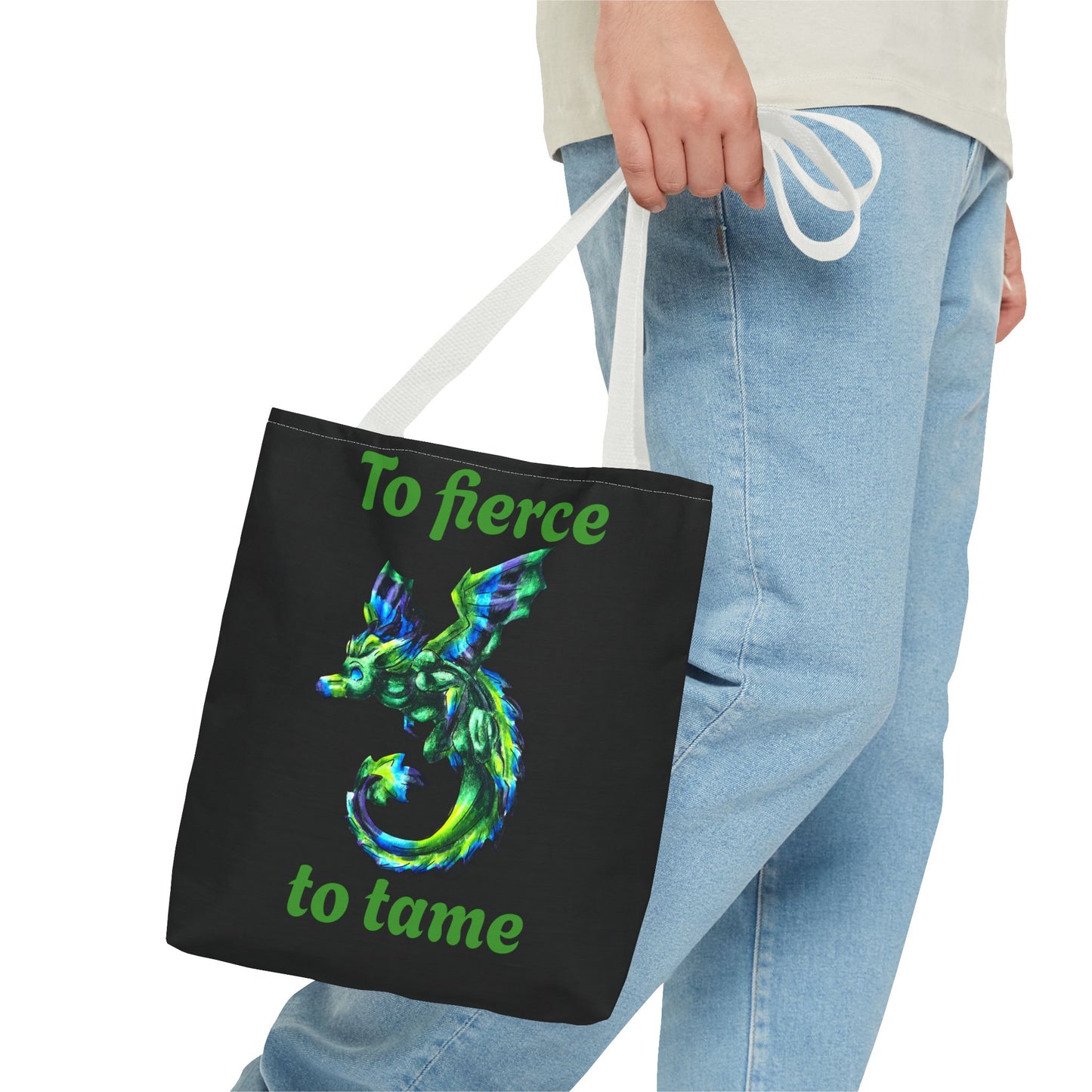 Chibi Arlith the Dragon- Green Dragon- Fantasy- Two-toned Tote Bag