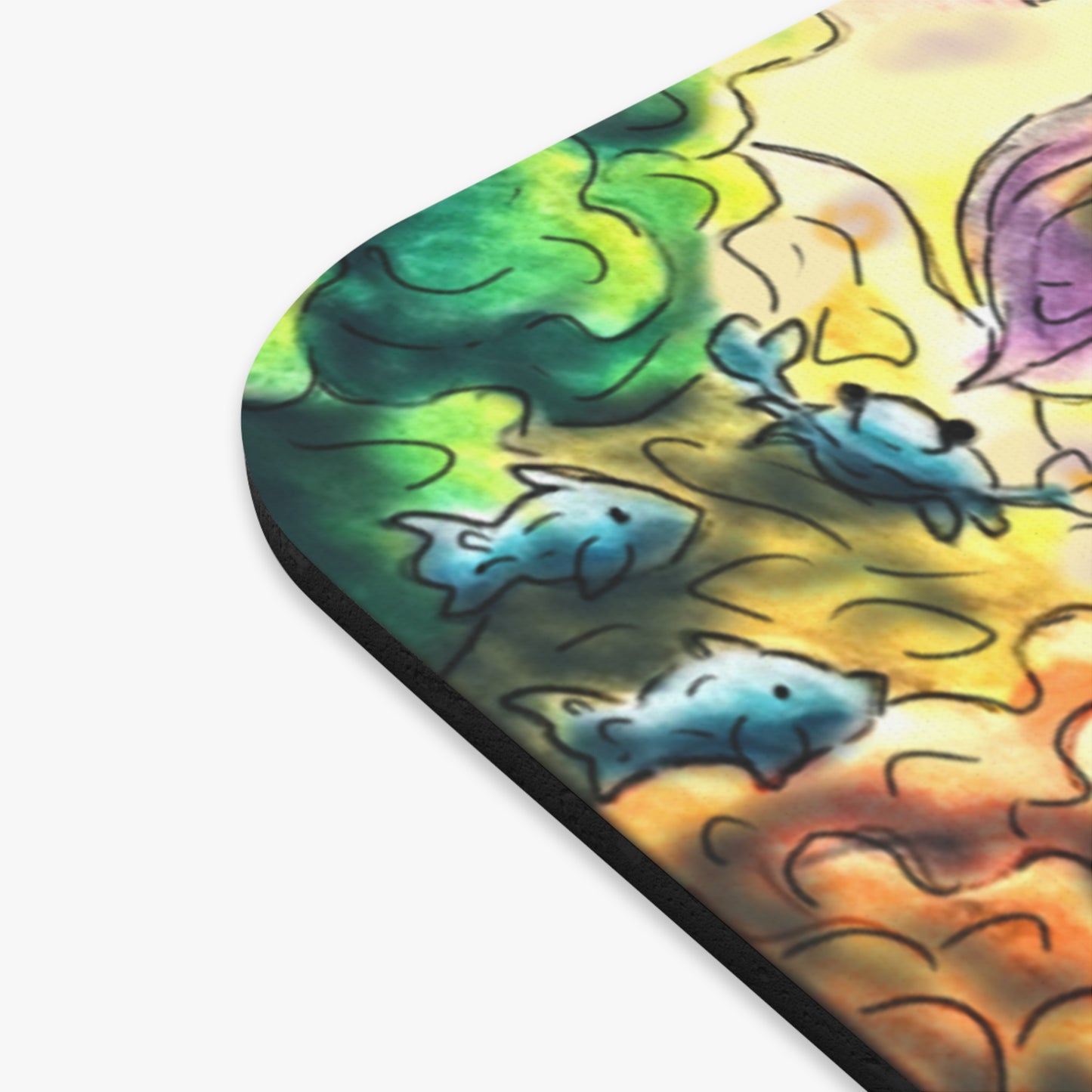 Sunrise Hippocampus – Golden Ocean Fantasy Art – Warm Fantasy Sea Creature Art- Mouse Pad