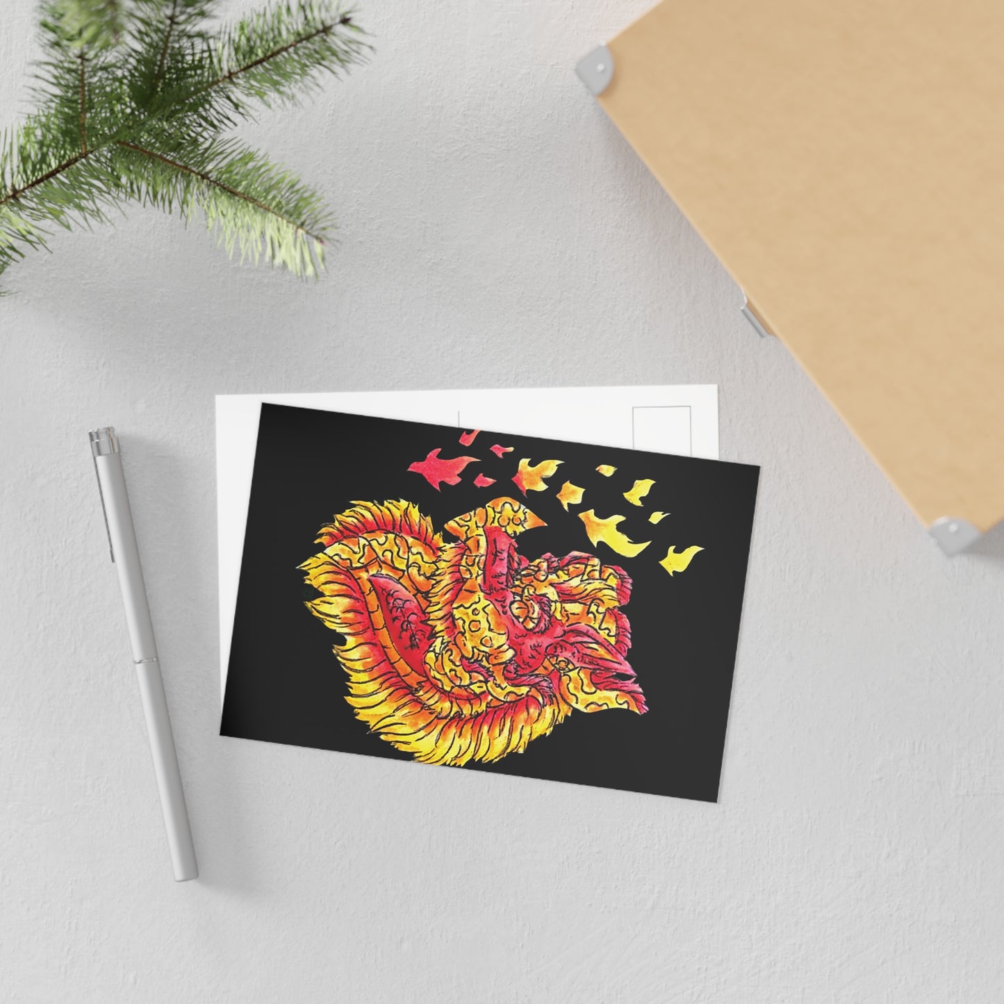 Fire Dragon Head Fine Art Postcards