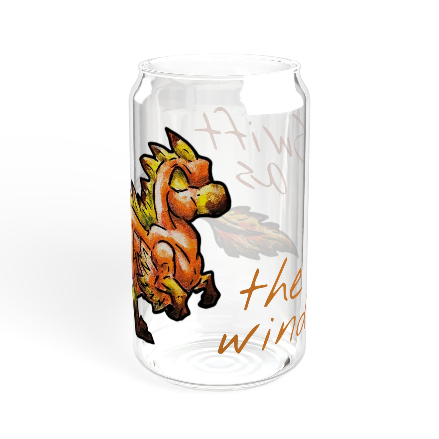 Chibi Caena the Raptor- Swift- Dinosaur art- Prehistoric- Glass Tumbler 16oz