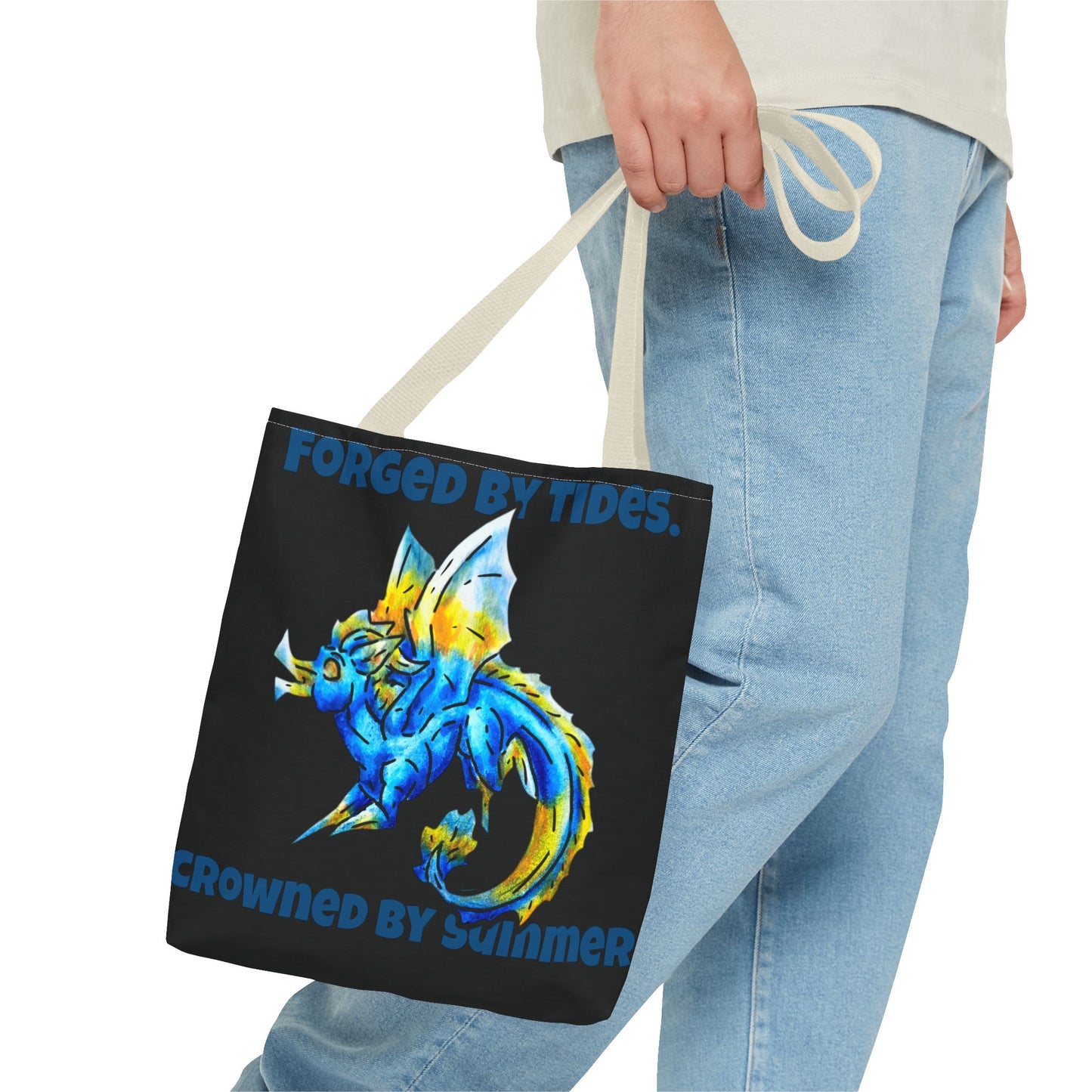 Chibi Summer Dragon- Summer Fantasy- Sunlit Tide Dragon- Double-Sided Tote Bag