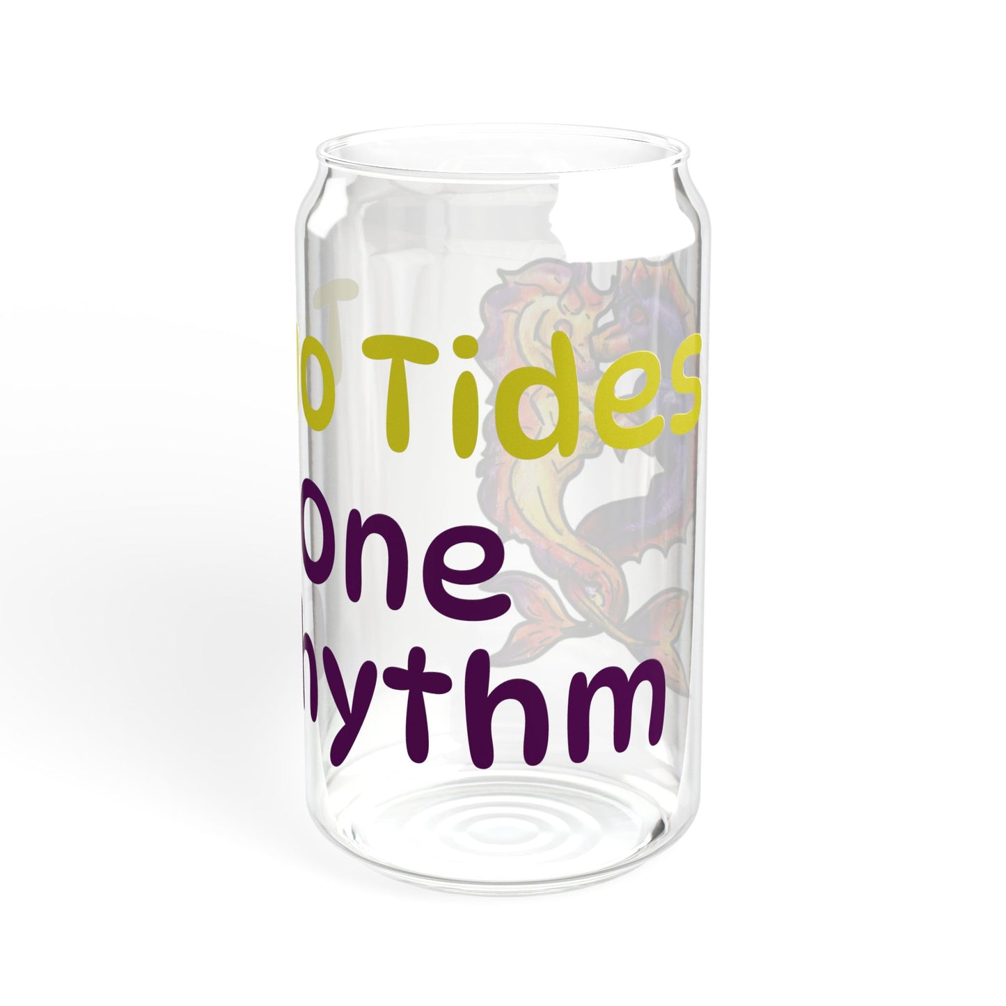 Dual Hippocampus – Two Rhythms- Dual Ocean Fantasy Art – Hippocampus Pair- Glass Tumbler 16oz