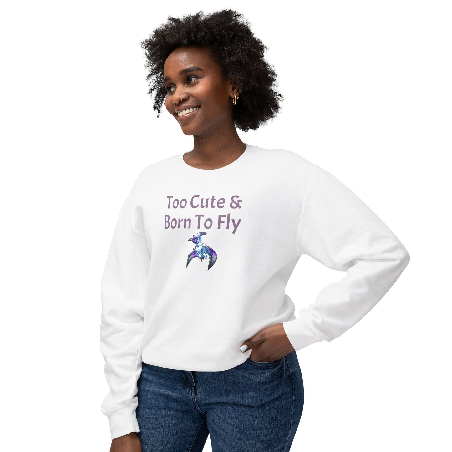 Siln - Too Cute – Pterodactyl Art - Flying Dinosaur Illustration - Dino Lover gift - Unisex Crewneck