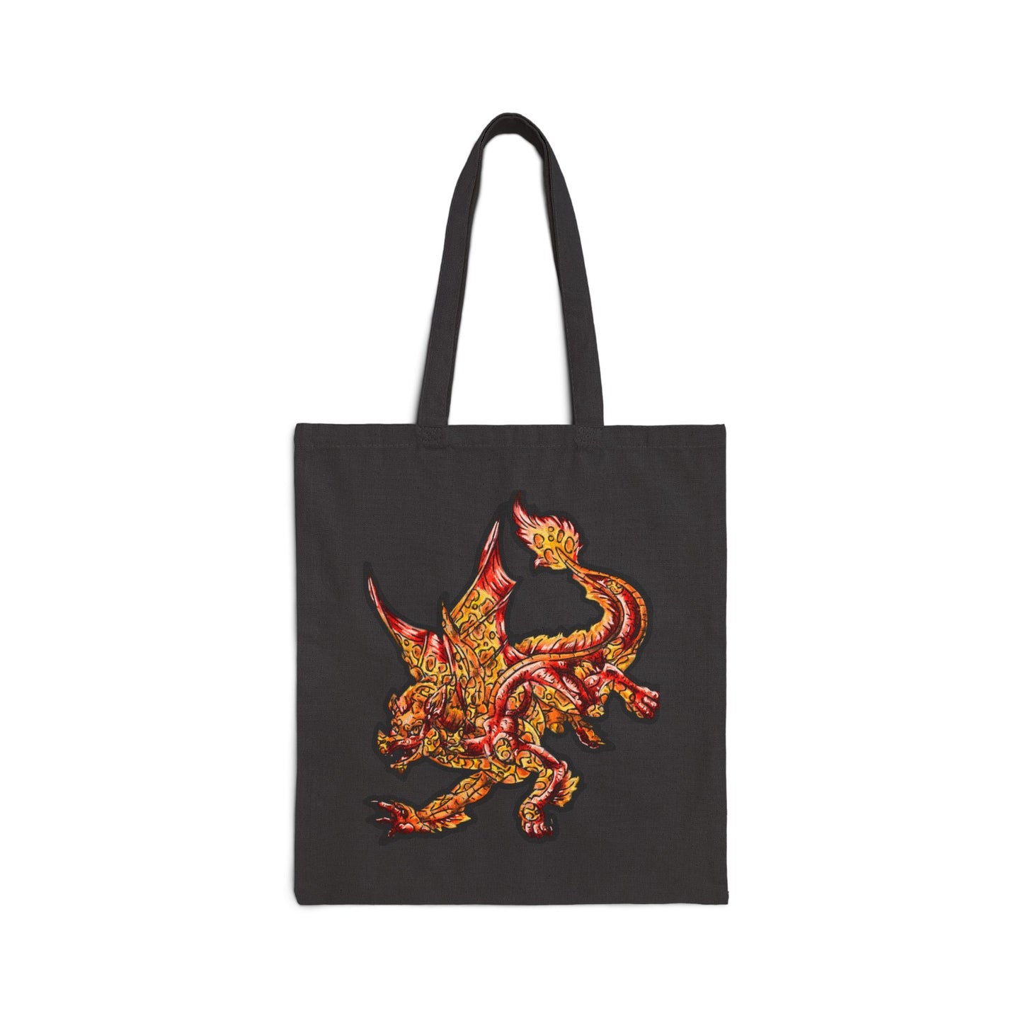 Fire Dragon Heads Cotton Canvas Tote Bag