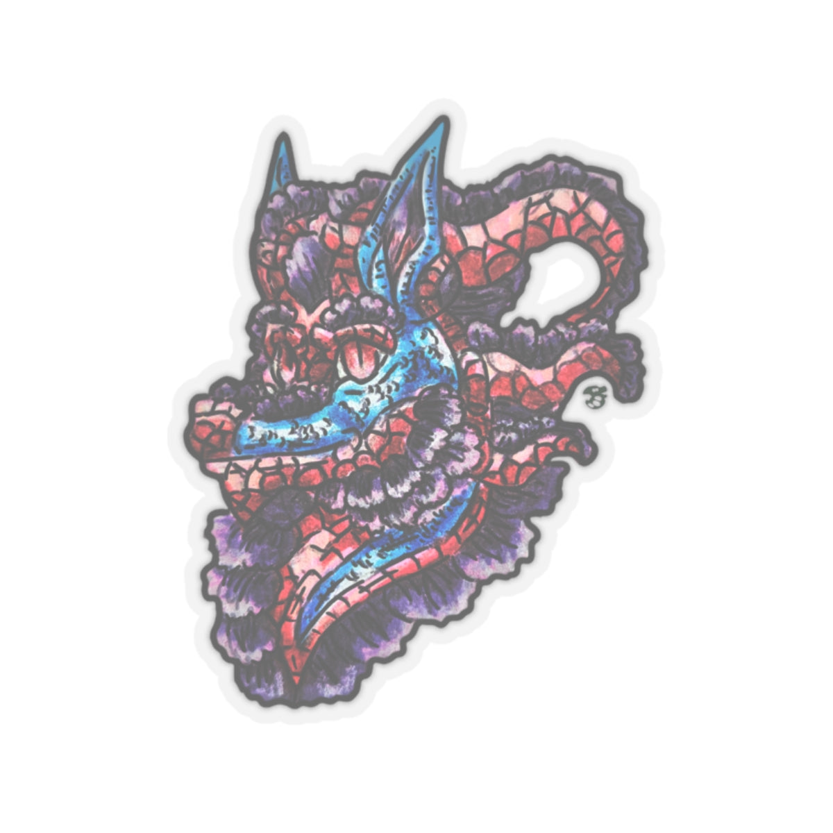 January Dragon Head Kiss-Cut Stickers