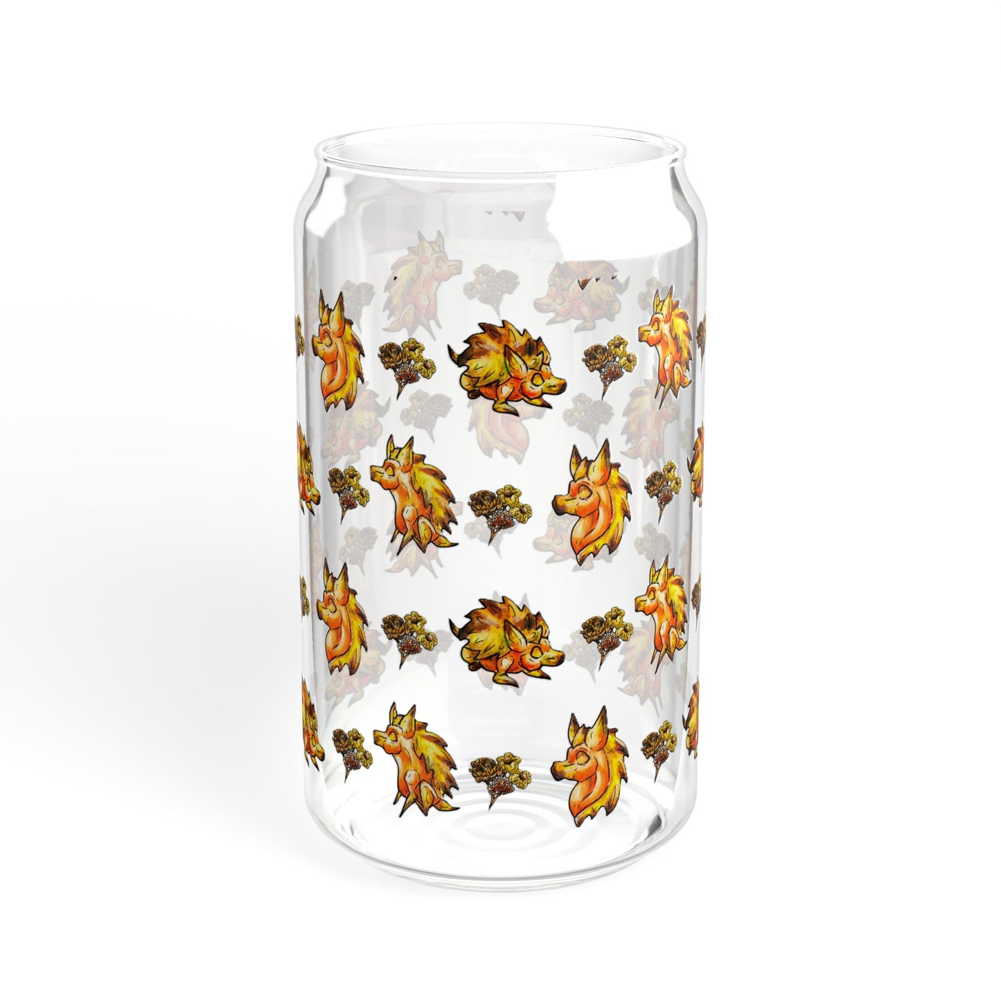 Minis Aster the Fall Hedgehog Pattern Sipper Glass, 16oz