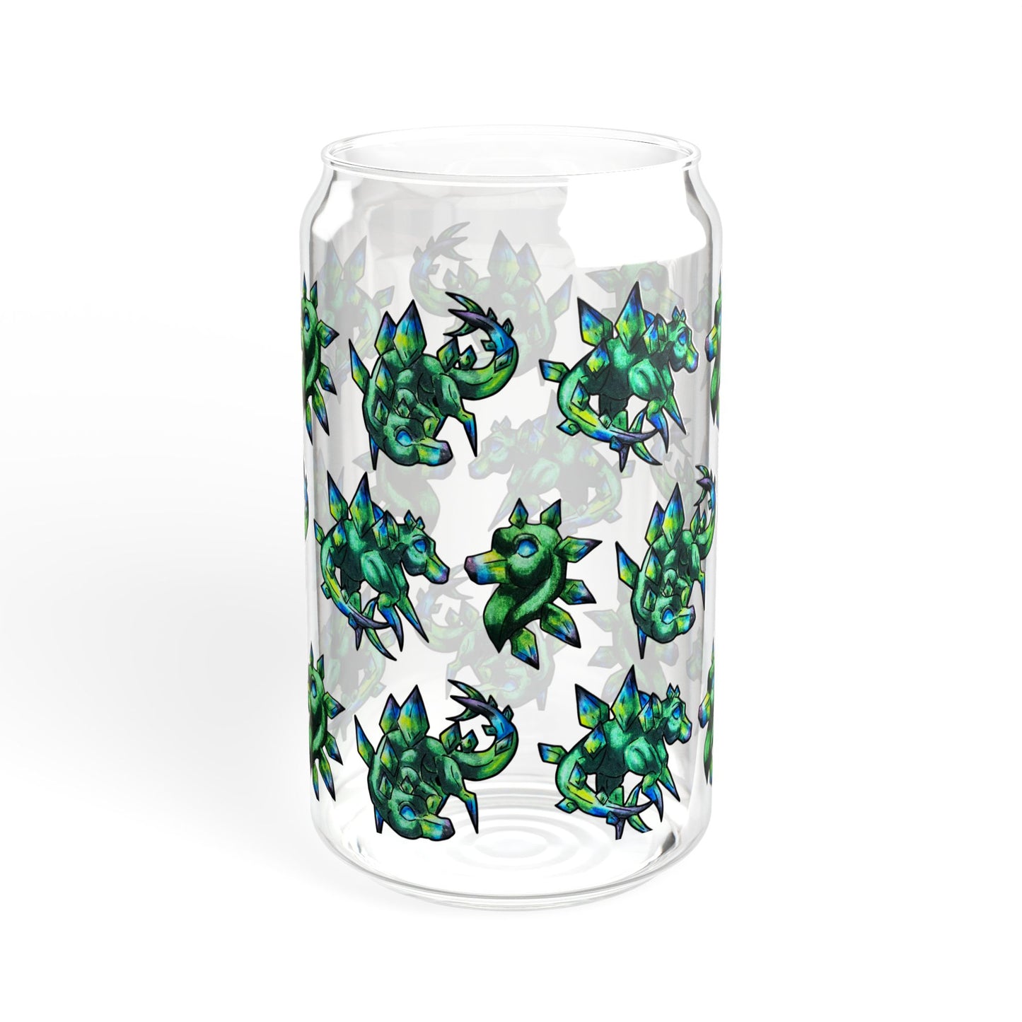 Chibi Arith the Stegosaurus Pattern- Chibi Dinosaur Art- Prehistoric Creature- Glass Tumbler 16oz
