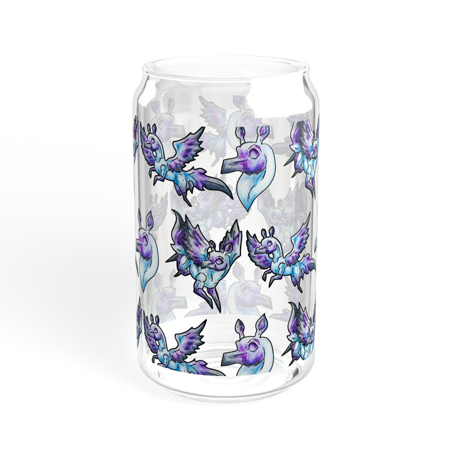 Chib Seleste the Peryton- Pattern- Fantasy Creature- White Deer Bird- Glass Tumbler, 16oz