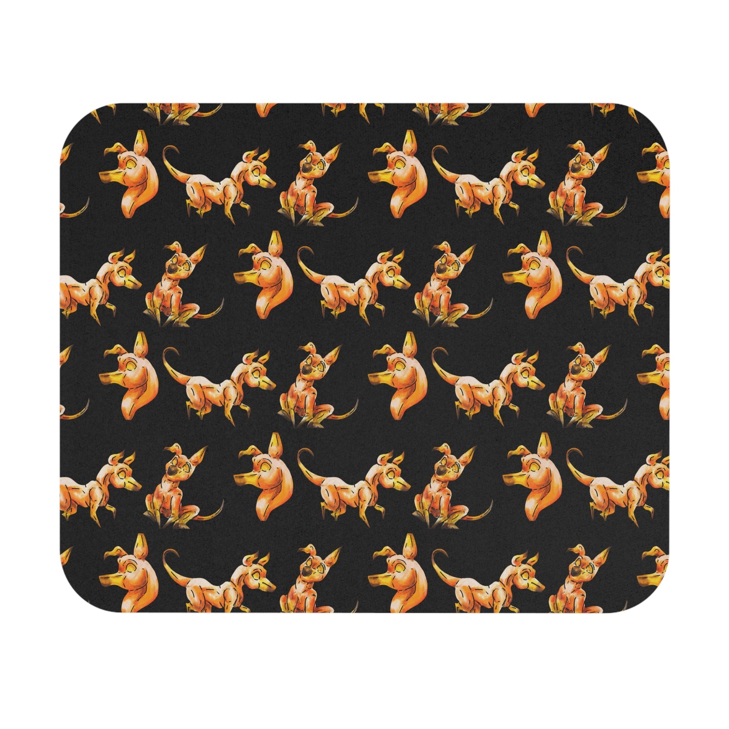 Caenin Pattern- Chibi Orange Dog – Warm Fantasy Dog Art – Fantasy Creature Decor – Dog Lover Gift Mouse Pad (Rectangle)