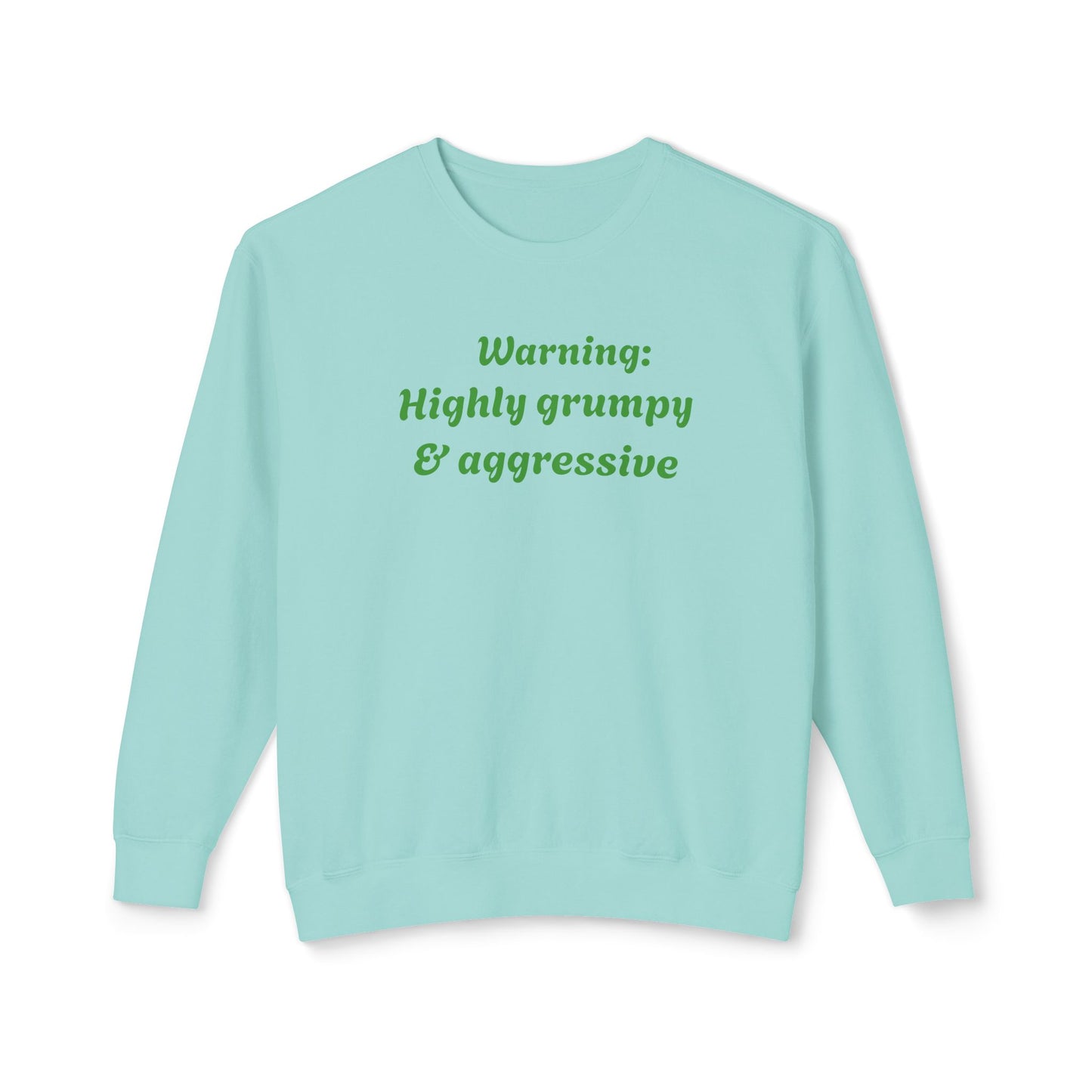 Arlith- Emerald Dragon – Aggressive Green Fantasy Dragon Art – Warning: Grumpy & Aggressive Crewneck – Mythical Creature– Dragon Lover Gift Unisex Crewneck