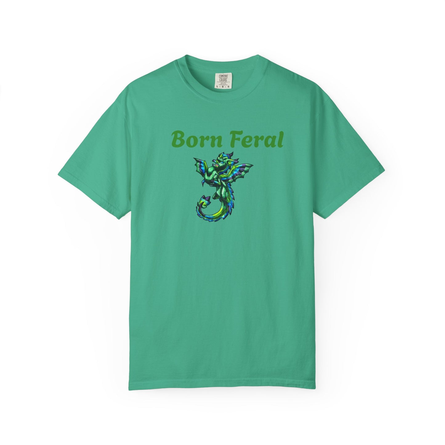 Arlith- Emerald Dragon – Aggressive Green Fantasy Dragon – Born Feral T-shirt – Mythical Creature– Dragon Lover Gift