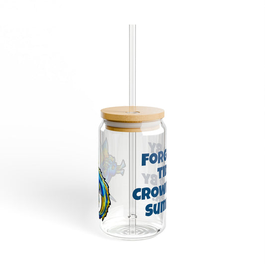 Chibi Summer Dragon- Forged & Crowned- Summer Fantasy- Sunlit Tide Dragon- Glass Tumbler 16oz