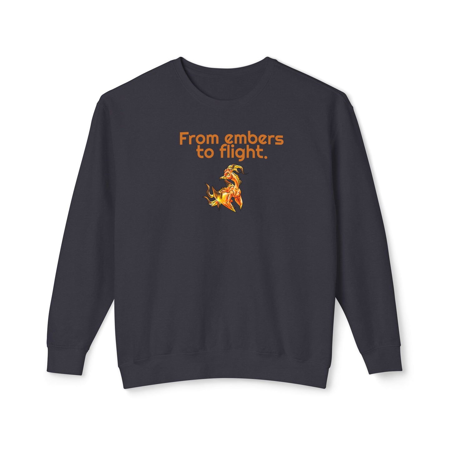 Chibi Cayene the Pheonix- Embers- Fantasy Bird Illustration- Majestic Phoenix- Crewneck