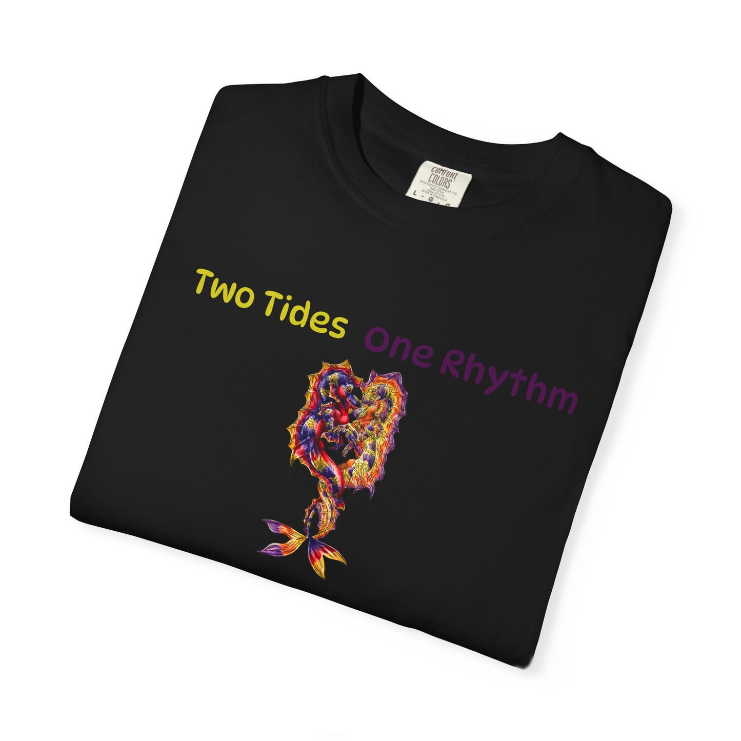 Dual Hippocampus – Two Rhythms- Dual Ocean Fantasy Art – Hippocampus Pair- T Shirt