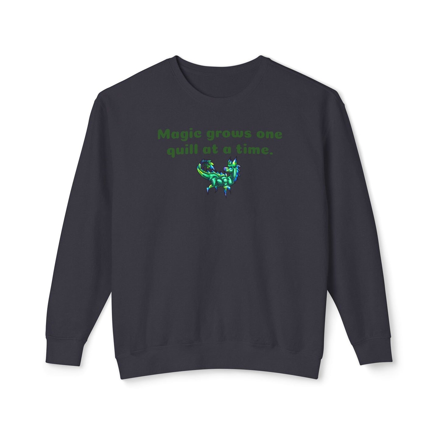 Chibi Arlathia the Hedgehog- Magic Quills- Green Creature Drawing - Cute Animal Illustration- Crewneck