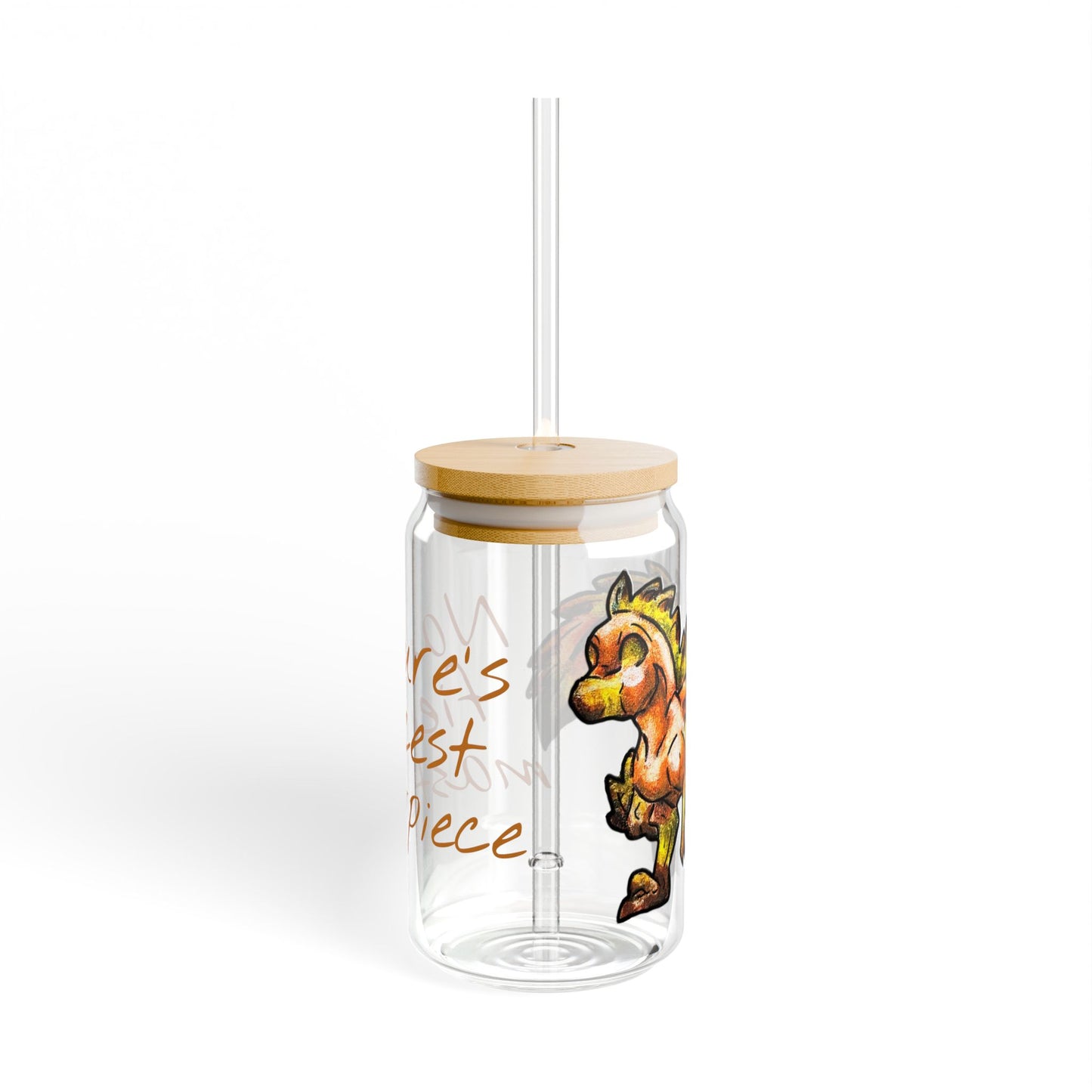 Chibi Caena the Raptor- Mastepiece- Dinosaur art- Prehistoric- Glass Tumbler 16oz
