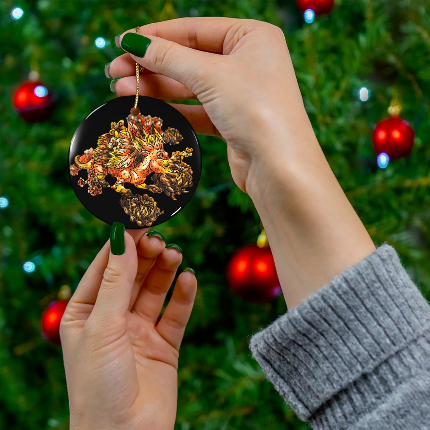 Aster the Fall Hedgehog Ceramic Ornament
