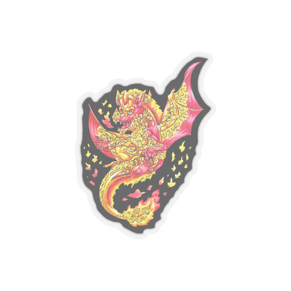 Cutesy Fire Dragon Float Kiss-Cut Stickers