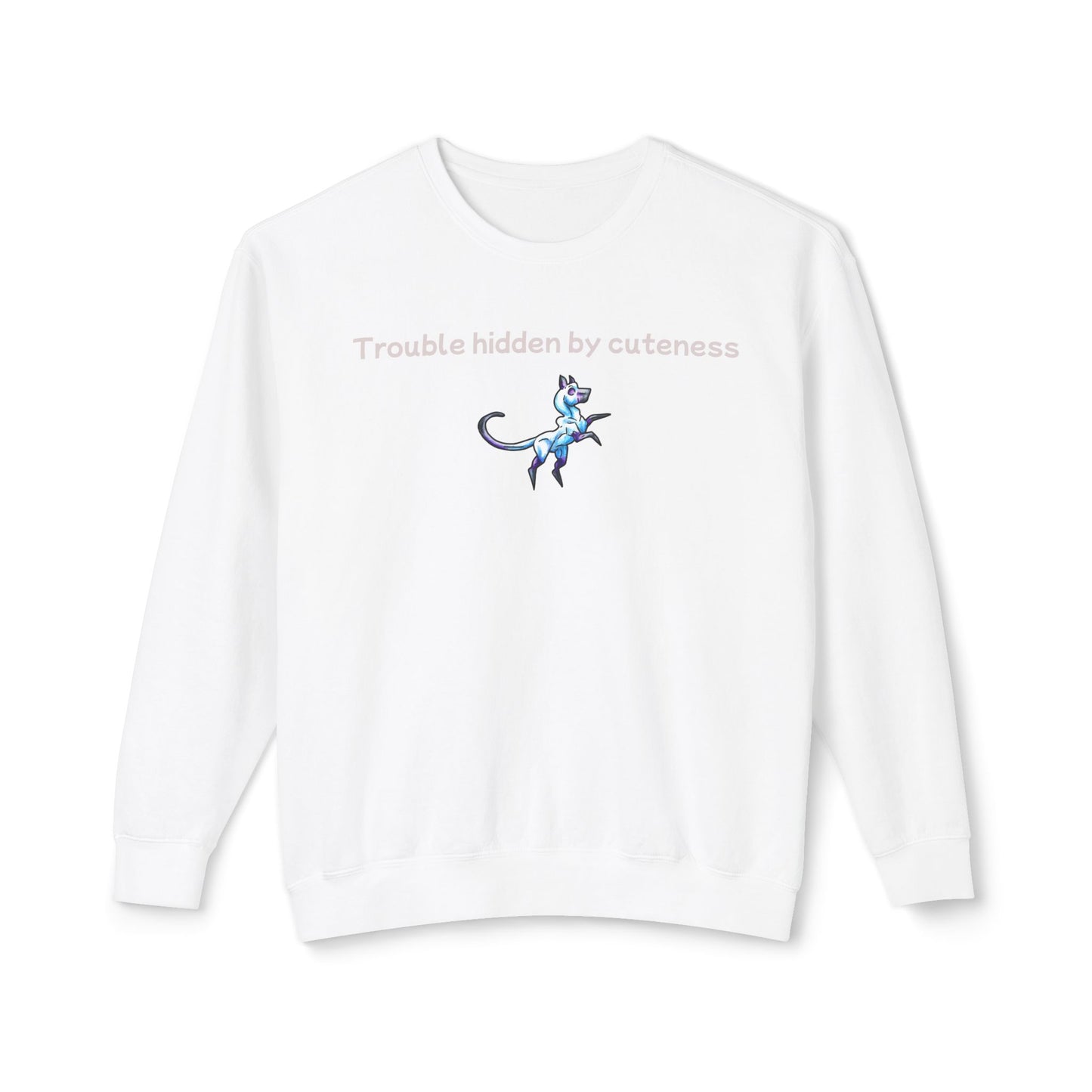 Chibi Slictine the Cat- Trouble- Fantasy Cat- Cute Creature Art- Nature Animal-Unisex Crewneck