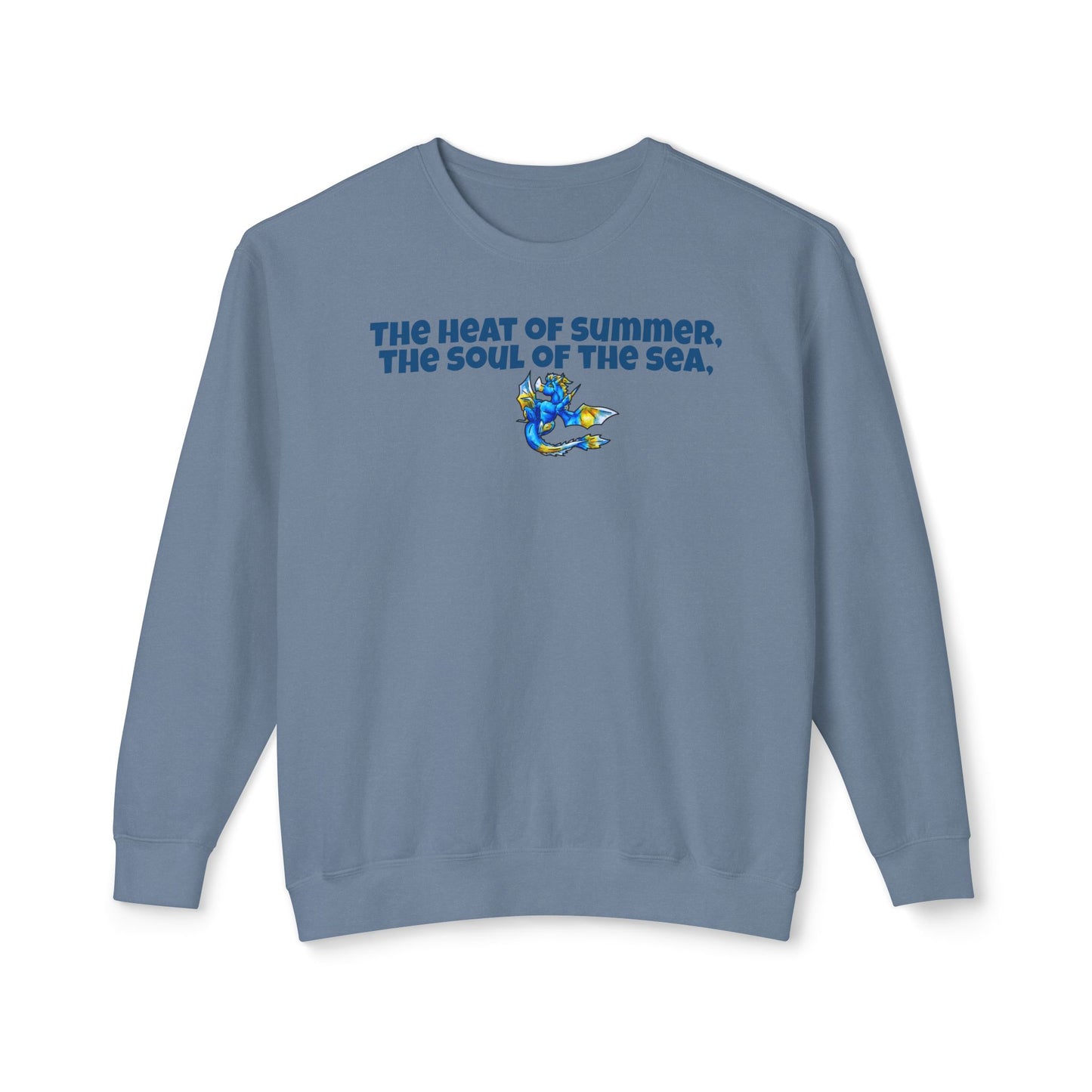 Chibi Summer Dragon- Heat & Soul- Summer Fantasy- Sunlit Tide Dragon- Crewneck
