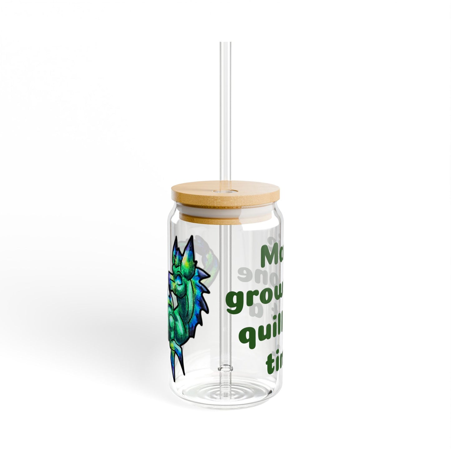 Chibi Arlathia the Hedgehog- Magic Grows- Green Creature Drawing - Cute Animal Illustration- Glass Tumbler, 16oz