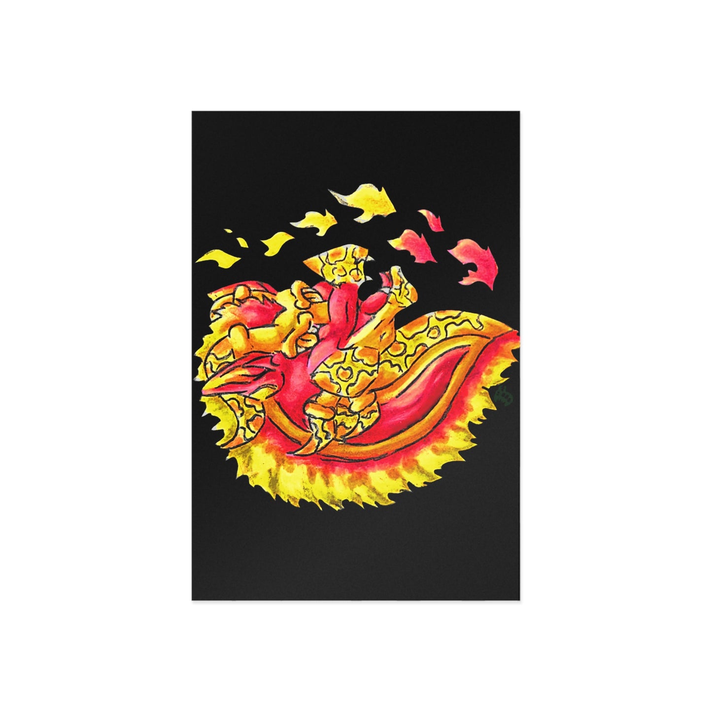 Cutesy Fire Dragon Head of Fine Art Postcards