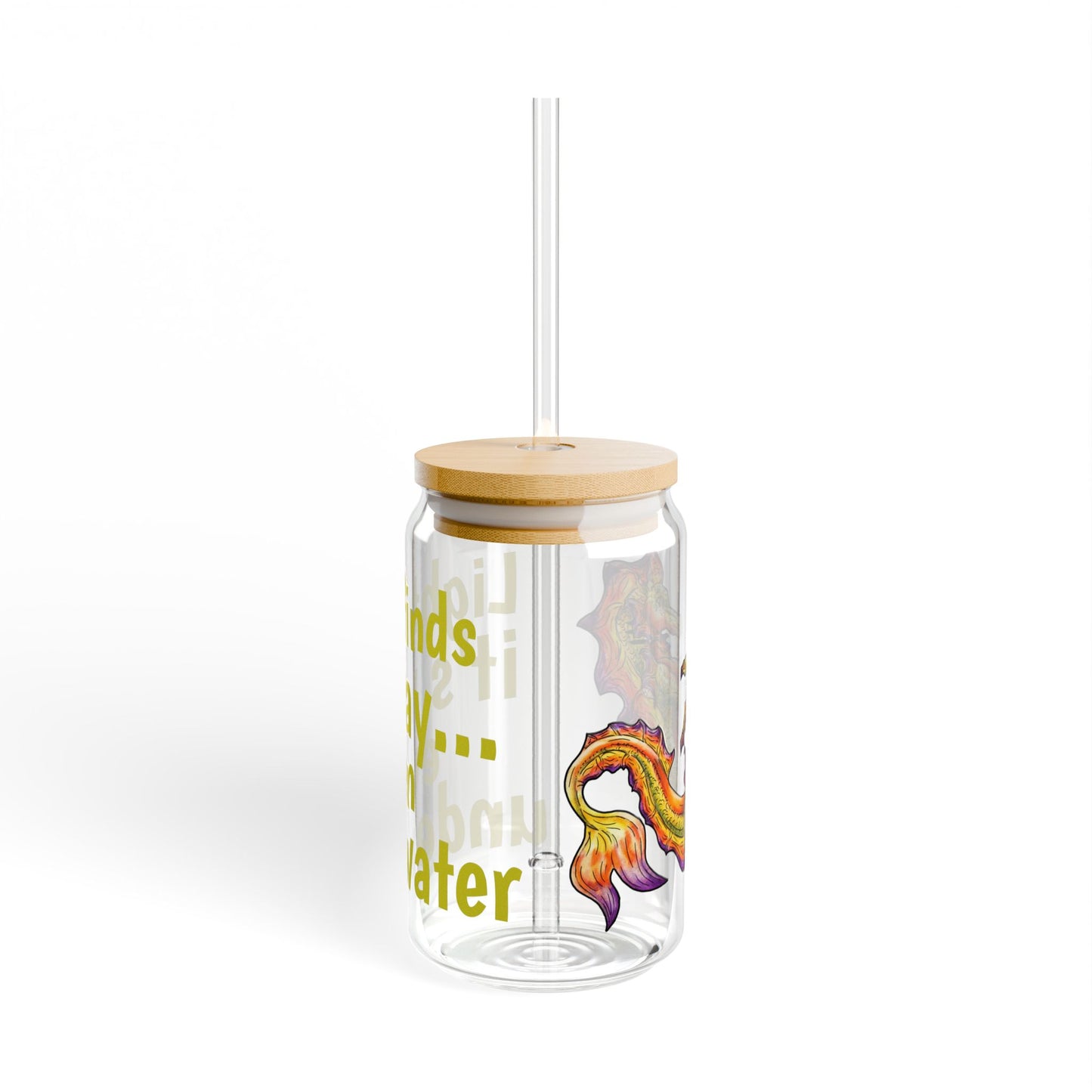 Baby Sunrise Hippocampus – Light Underwater- Golden Ocean Fantasy Art – Warm Fantasy Sea Creature Art- Glass Tumbler16oz