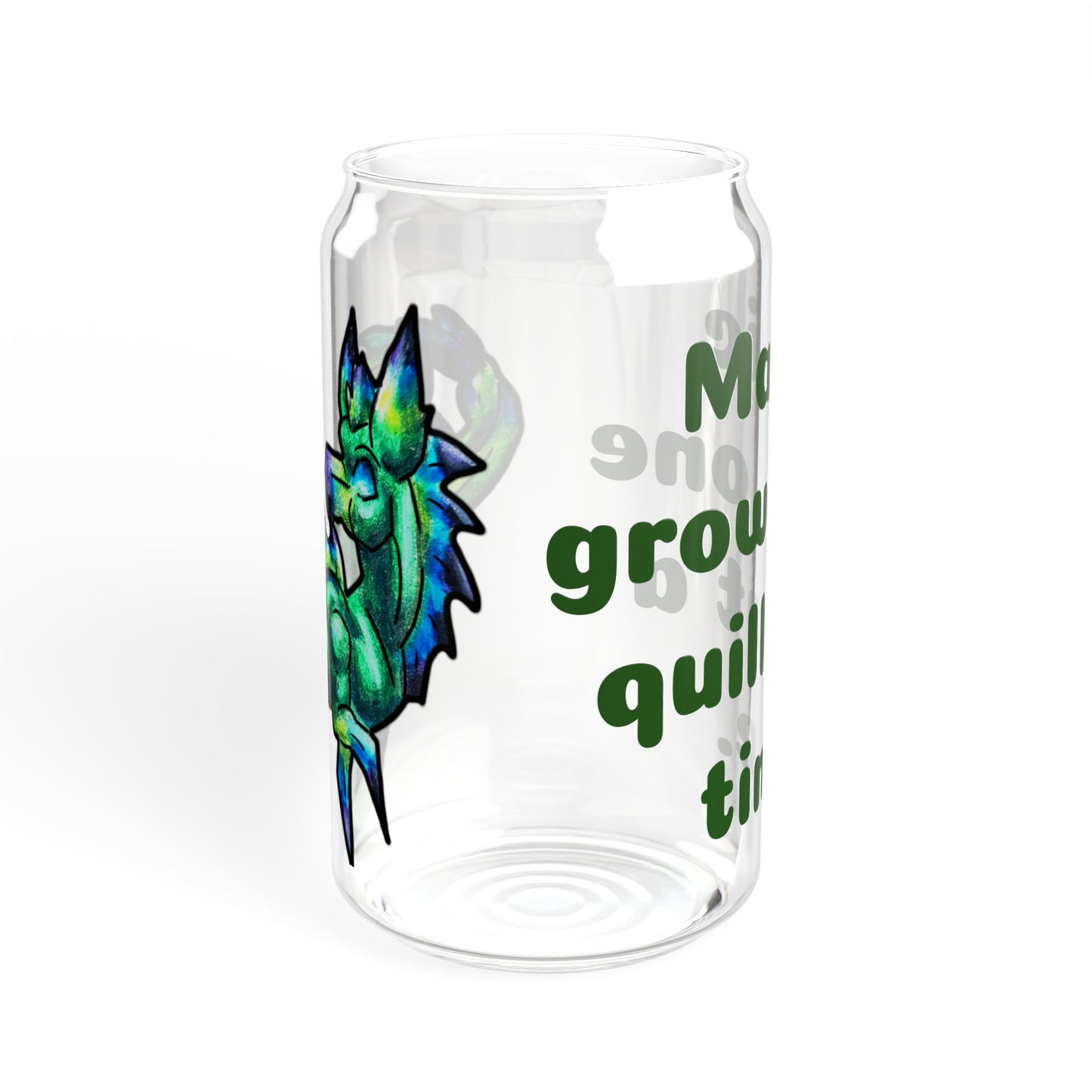 Chibi Arlathia the Hedgehog- Magic Grows- Green Creature Drawing - Cute Animal Illustration- Glass Tumbler, 16oz