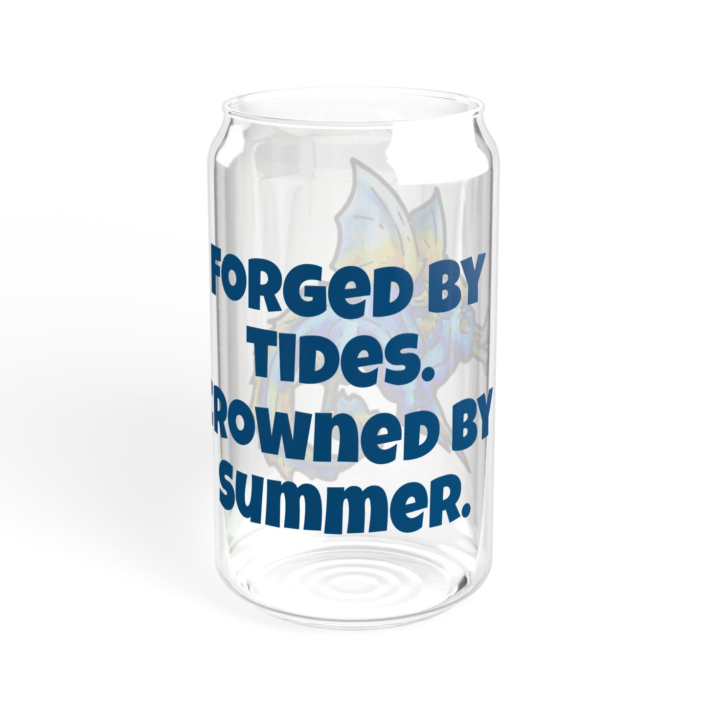 Chibi Summer Dragon- Forged & Crowned- Summer Fantasy- Sunlit Tide Dragon- Glass Tumbler 16oz