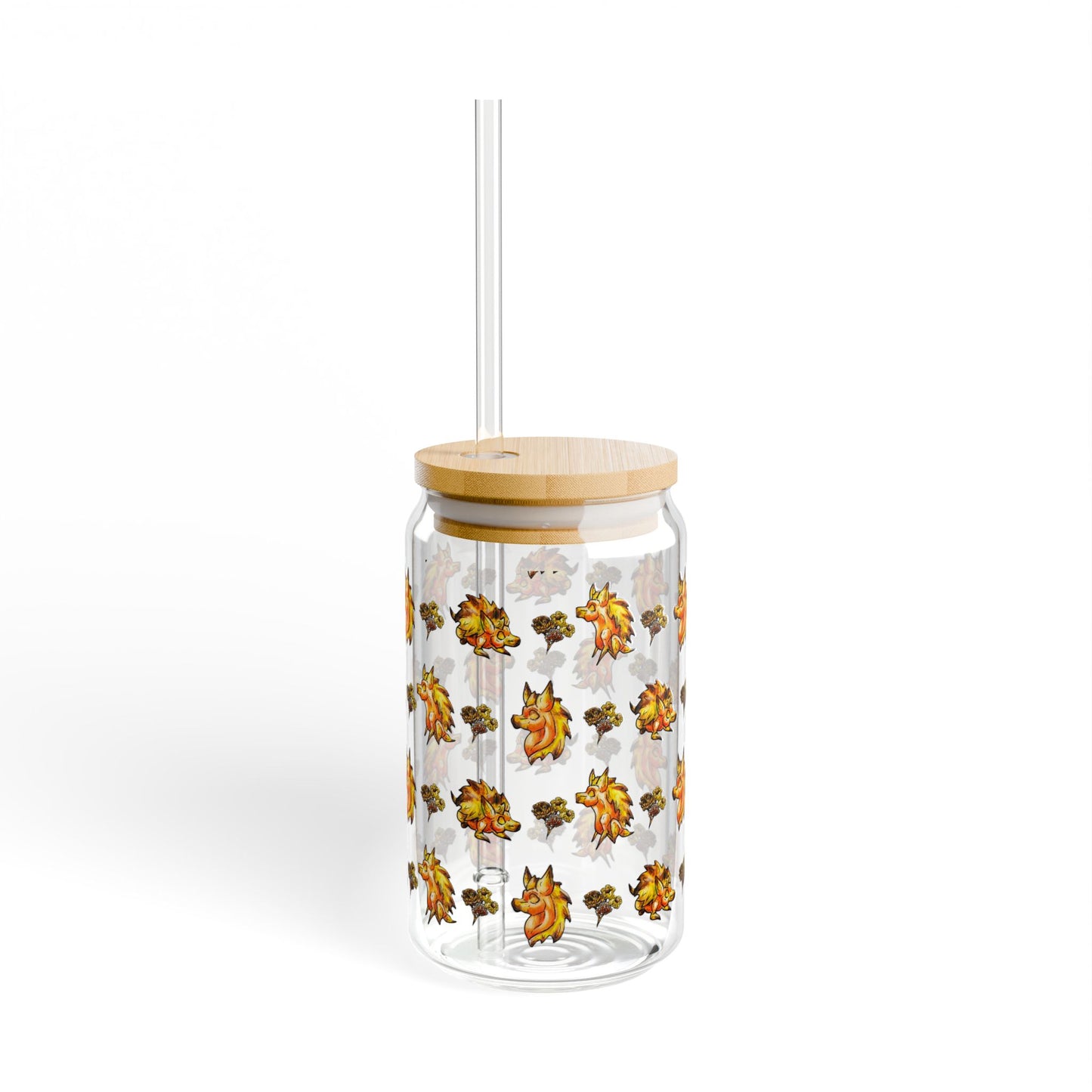 Minis Aster the Fall Hedgehog Pattern Sipper Glass, 16oz