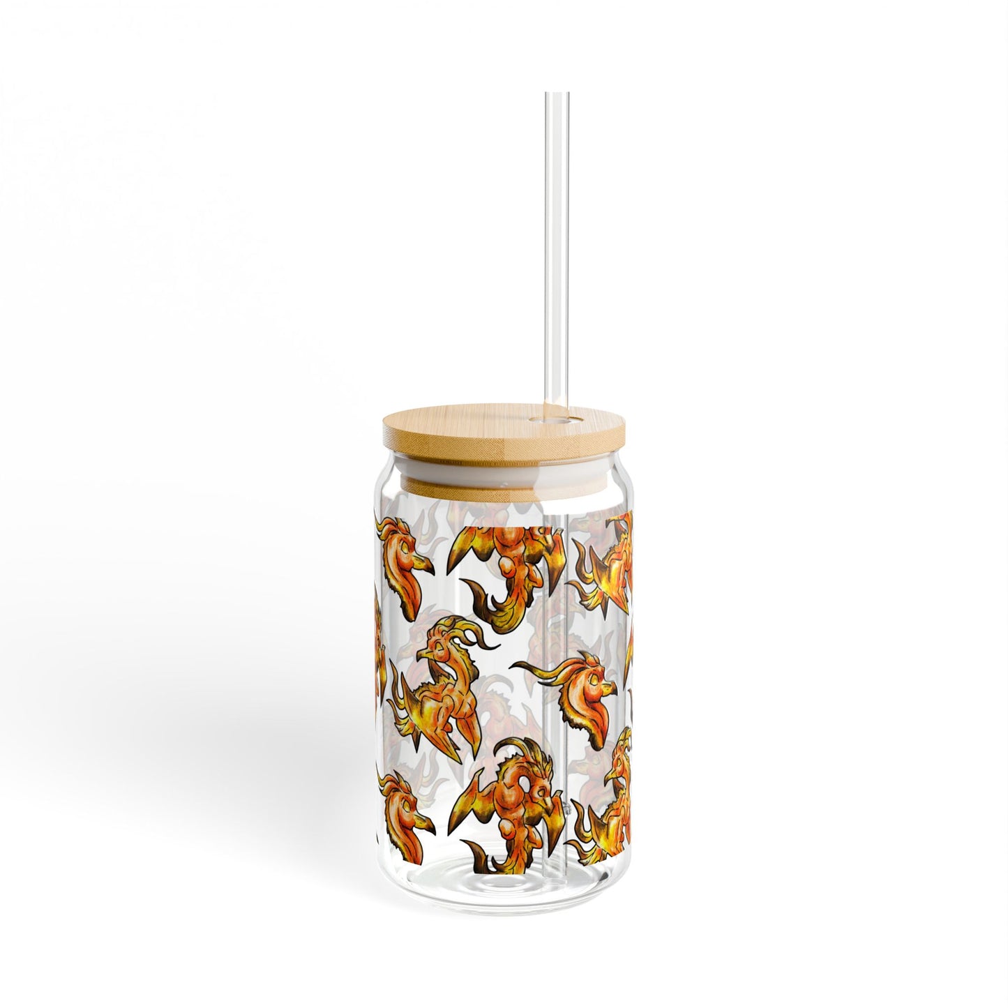 Chibi Cayene the Pheonix Pattern- Fantasy Bird Illustration- Majestic Phoenix- Glass Tumbler, 16oz
