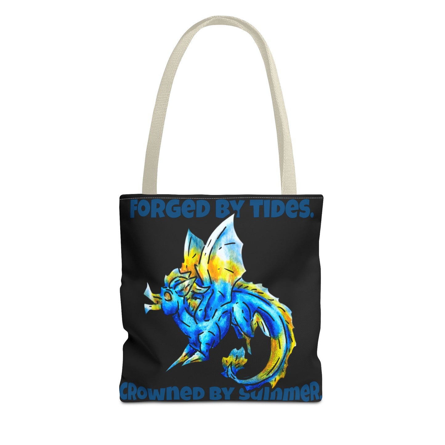 Chibi Summer Dragon- Summer Fantasy- Sunlit Tide Dragon- Double-Sided Tote Bag