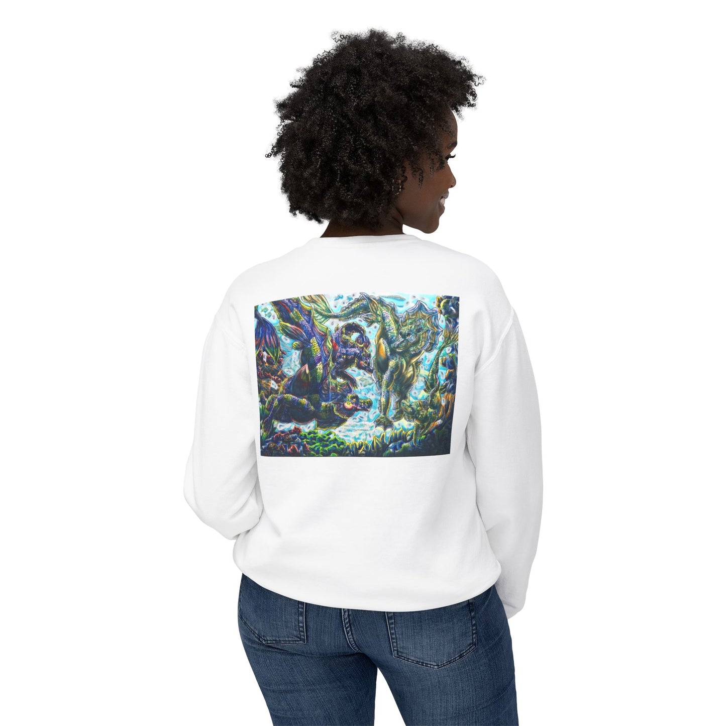 Dual Hippocampus – Dual Ocean Fantasy Art – Hippocampus Pair- Unisex Crewneck