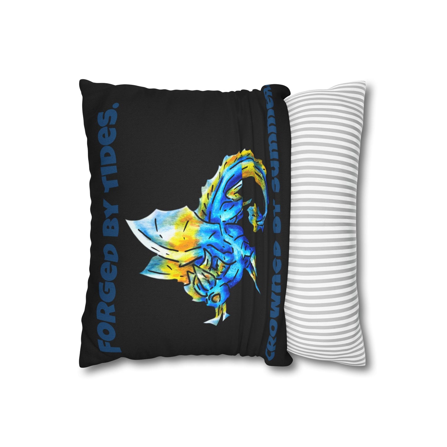 Chibi Summer Dragon- Summer Fantasy- Sunlit Tide Dragon-Pillow Cover- Double-Sided