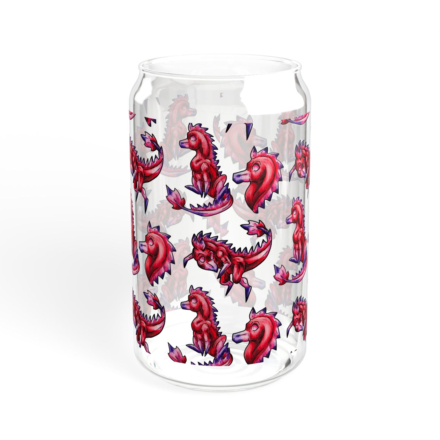 Chibi Mehr the Garudimimus- Pattern- Feathered Dino- Prehistoric Dinosaur- 16oz Glass Tumbler